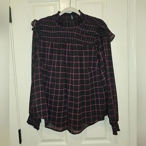 Torrid Sheer Smocked Check Top (Size 1)